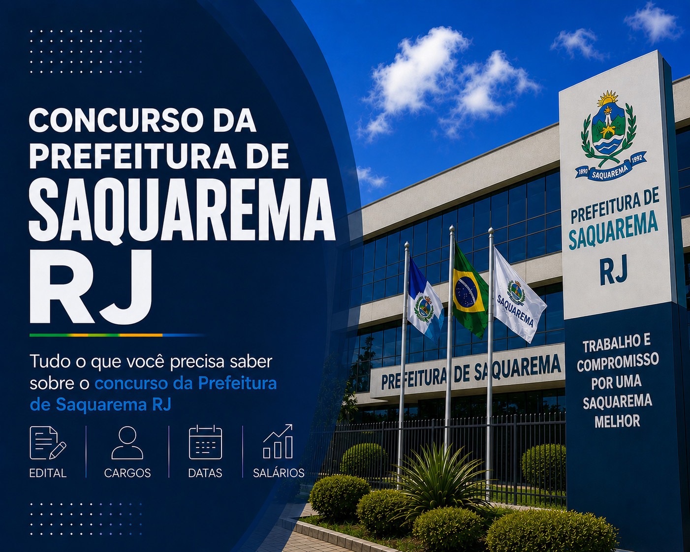 Concurso Saquarema RJ 2026: edital aberto com 1.268 vagas para Educação e salários até R$ 4.603